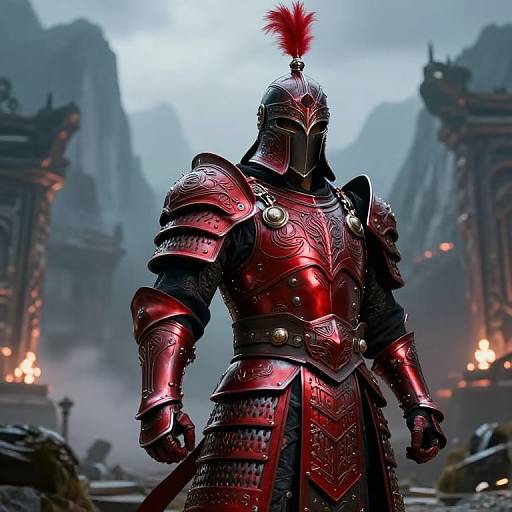 Regal Red and Black Warrior Armor
