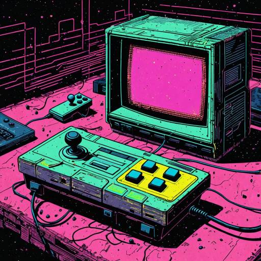 Retro Game Console with Glitching Pixels