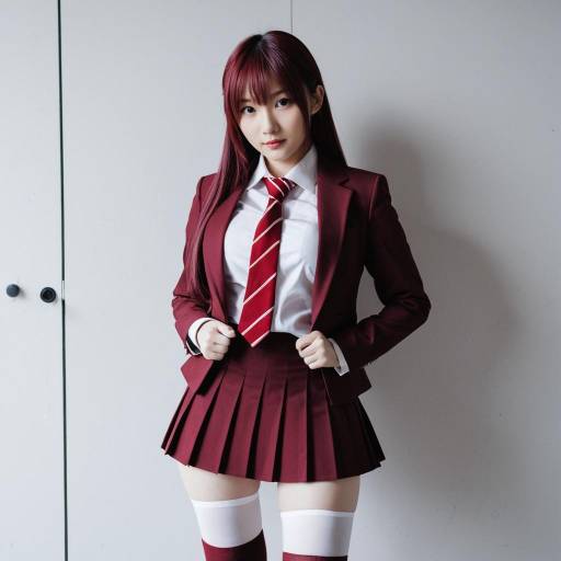 Cosplay in Maroon School Uniform