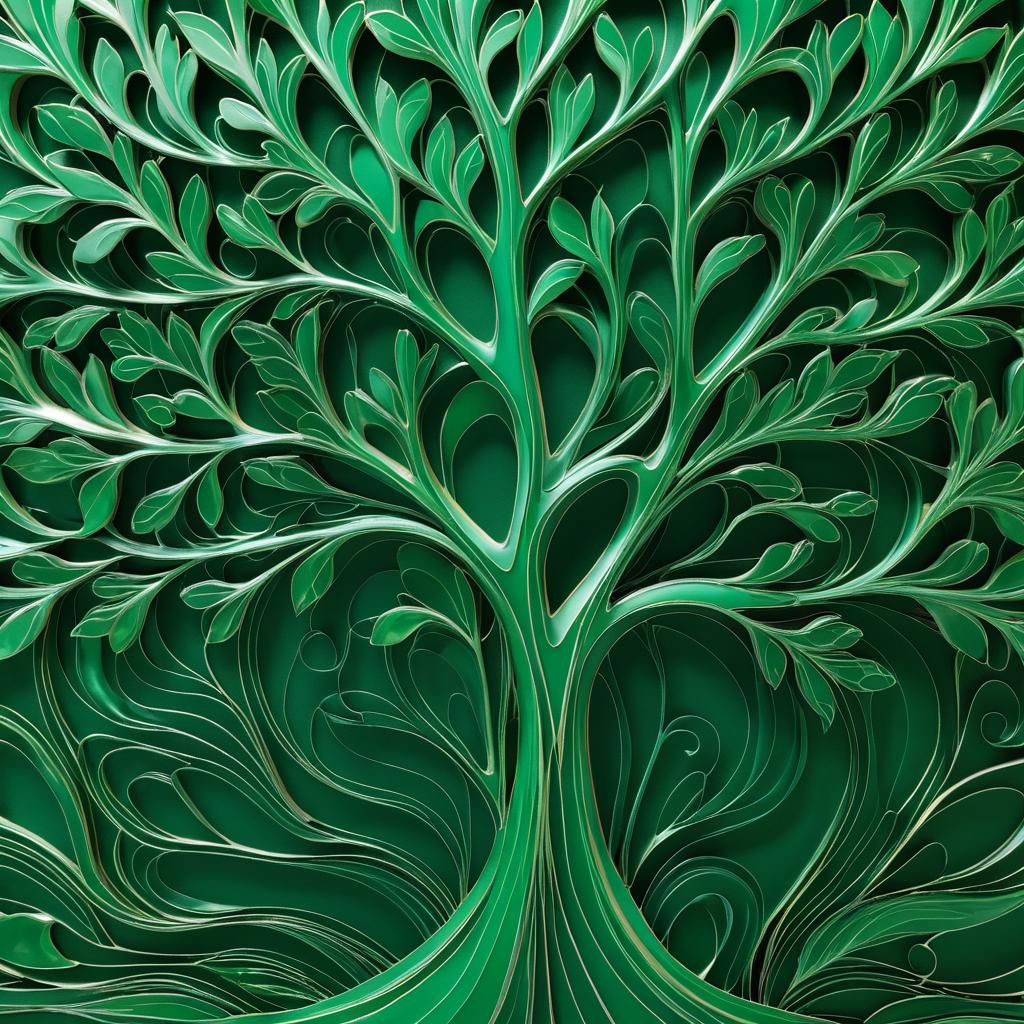 Whimsical Emerald Green Tree Art