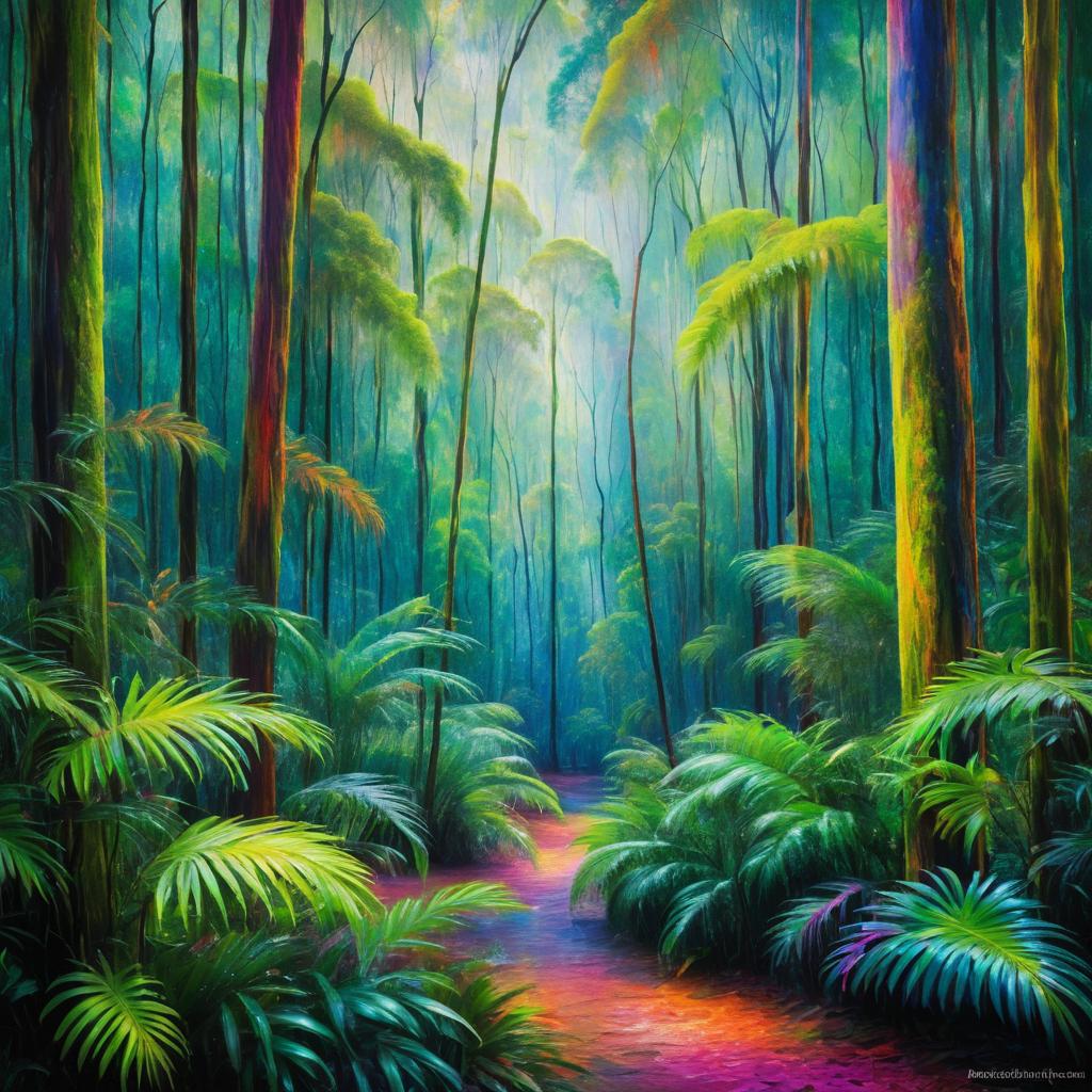 Monet-Style Vibrant Australian Rainforest Scene