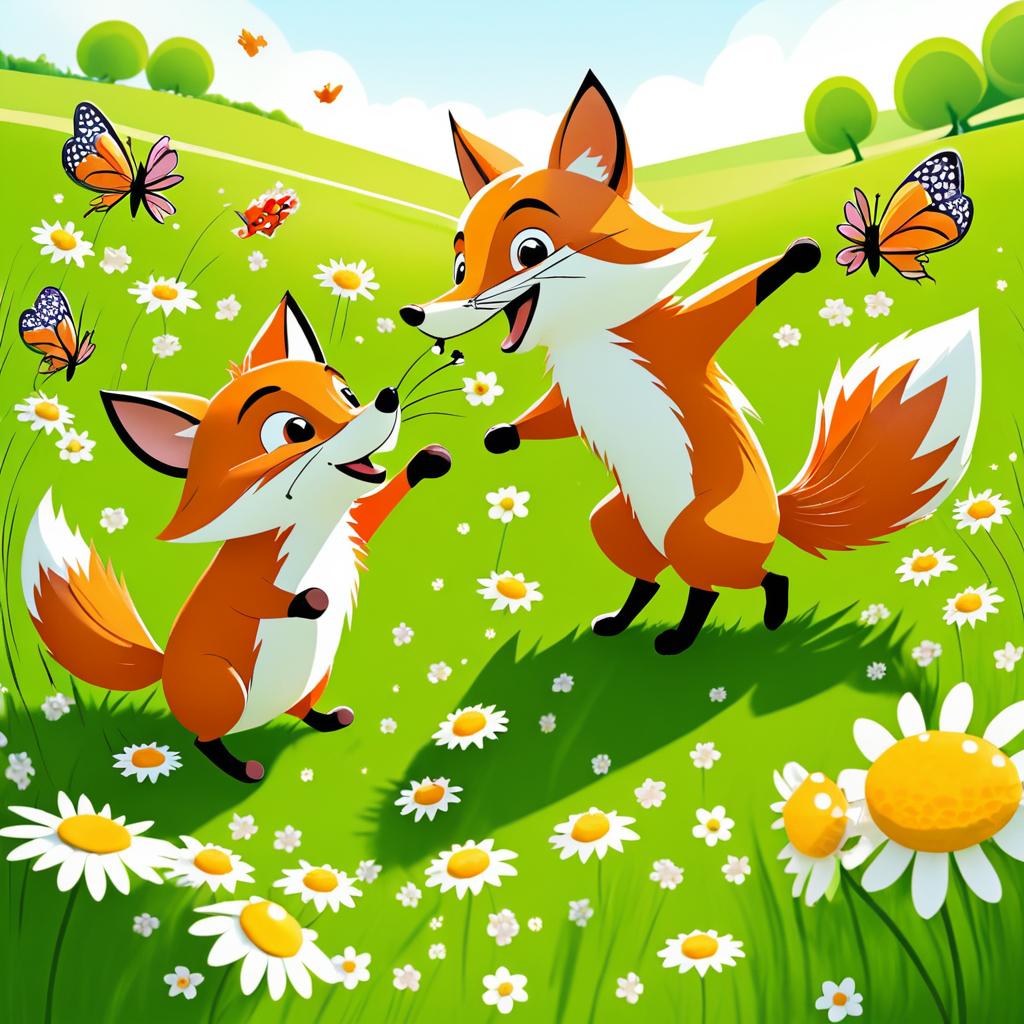 Playful Cartoon Battle: Fox vs. Hedgehog