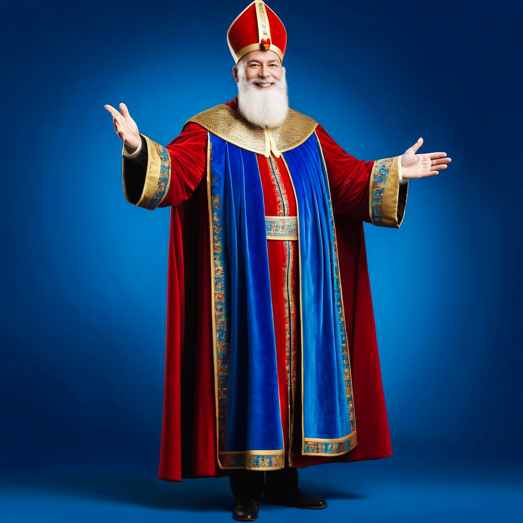 Joyful Elderly Scholar in Sinterklaas Robes