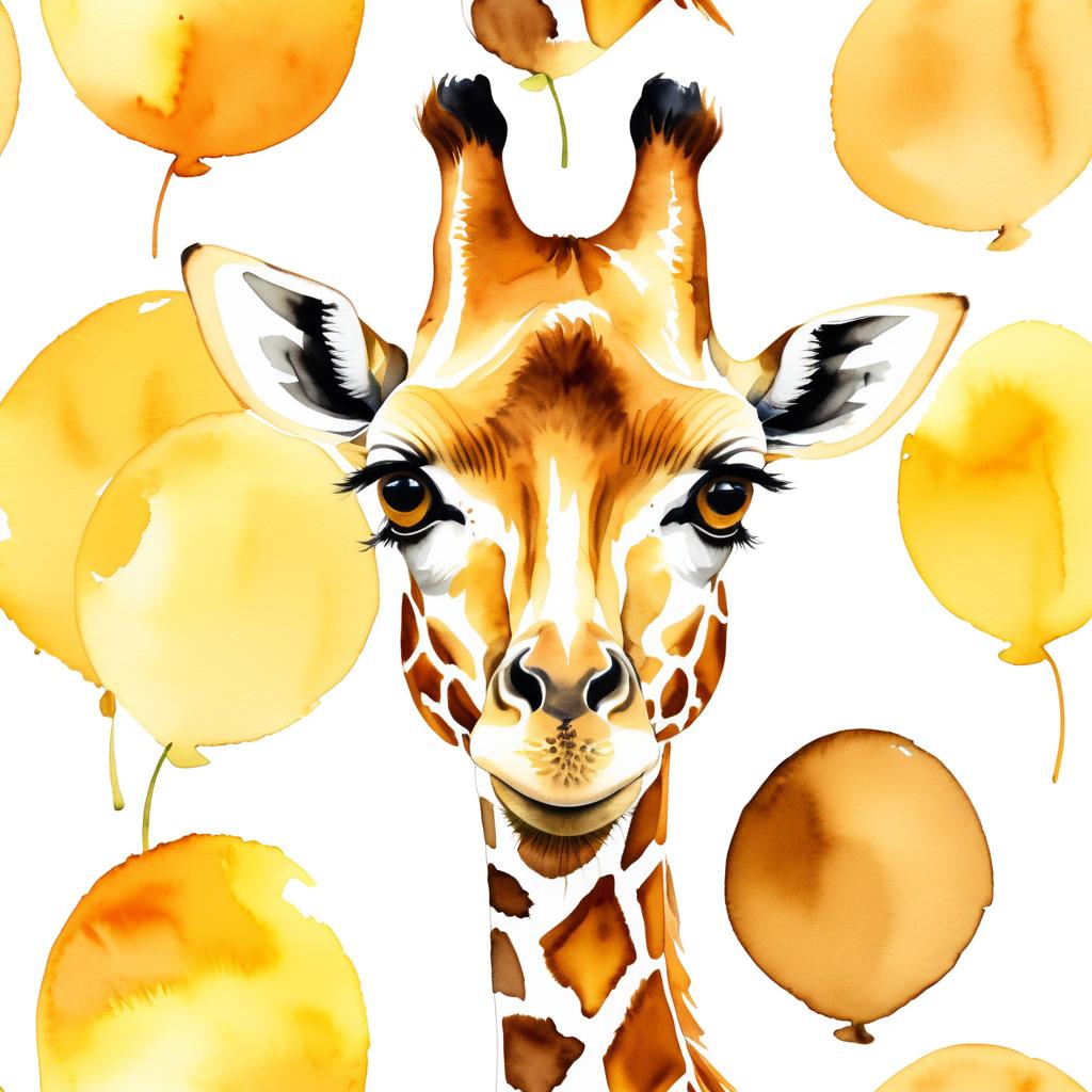 Curious Giraffe Watercolor Illustration