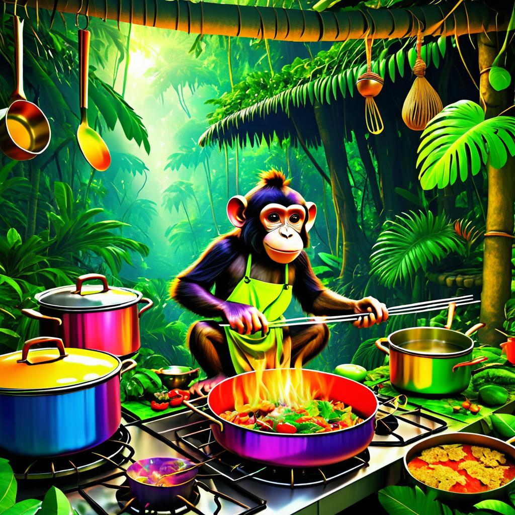 Monkey Chef in a Jungle Kitchen