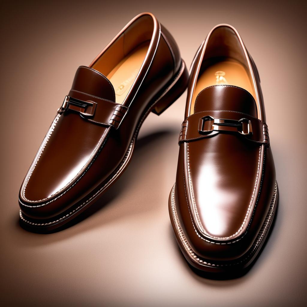 Luxurious Brown Leather Loafers Rendering