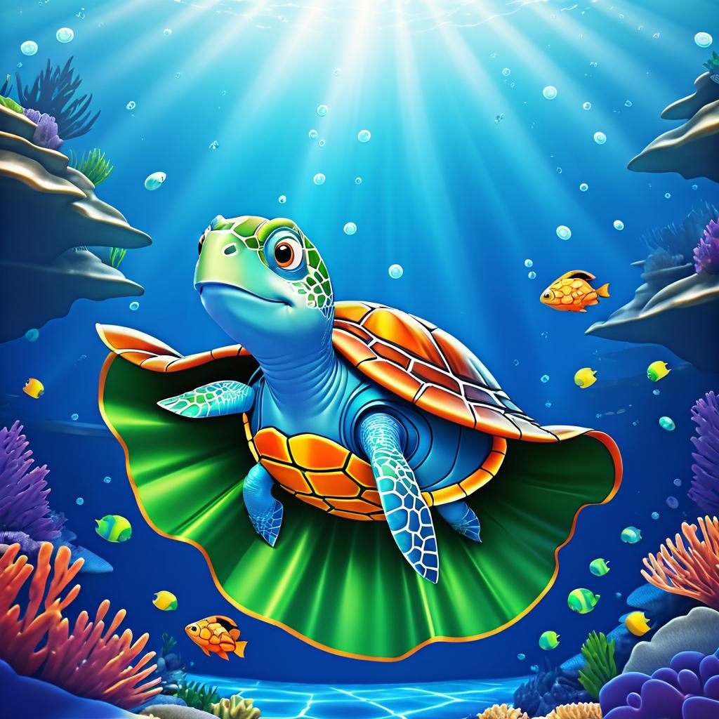 Superhero Turtle in Underwater Adventure