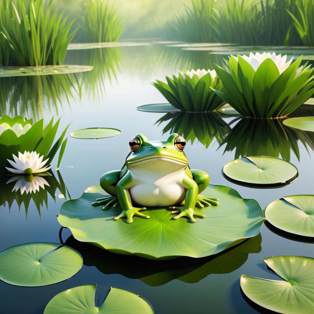 Tranquil Frog on Lily Pad Art