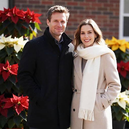 Smiling Couple Outdoors with Winter Coats