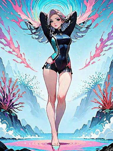 Dark Fantasy Summer Swimwear Scene