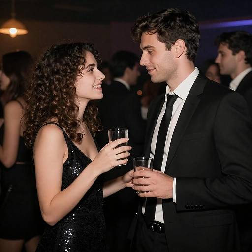 Couple enjoying a dimly lit party