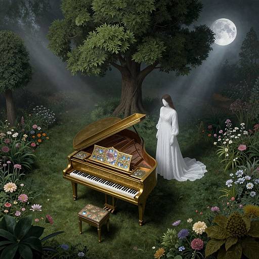 Ethereal Garden Piano Dreamscape