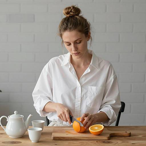 Candid Kitchen Moment with a Woman
