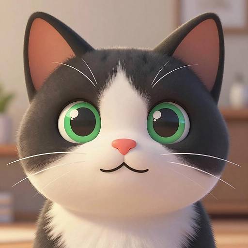 Cheerful Cartoon Cat Face Illustration