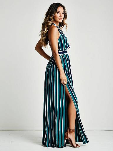 Chic Halter Maxi Dress in Bold Stripes