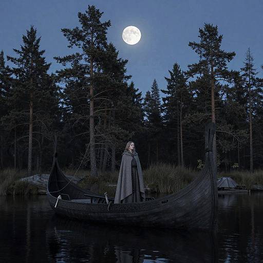 Determined Woman on Viking Longship