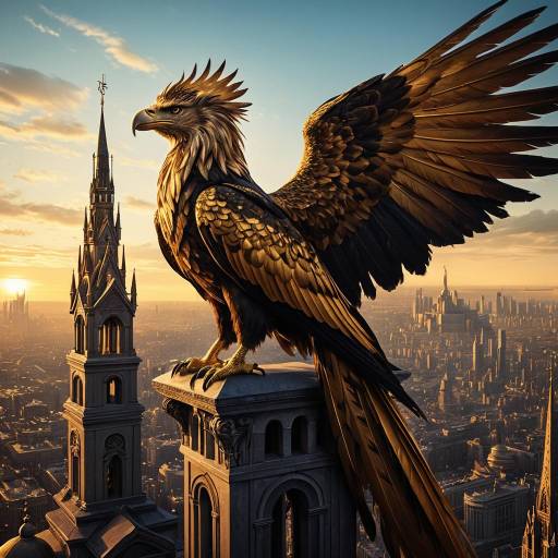 Majestic Golden Griffin on City Spire