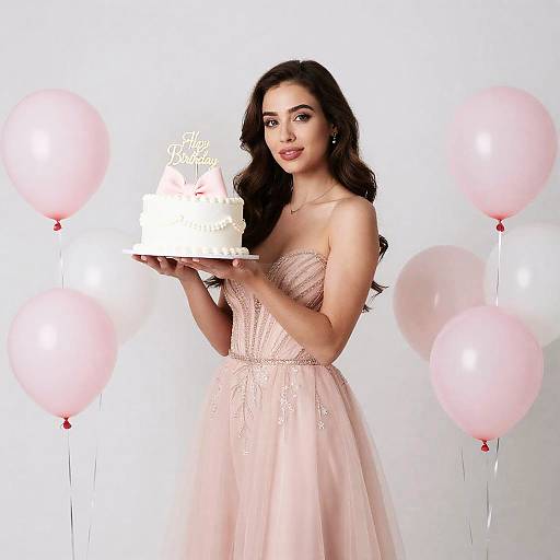 Woman in Dress Celebrating Birthday