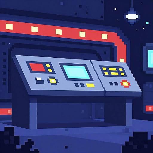 Retro Space Station Pixel Art Scene