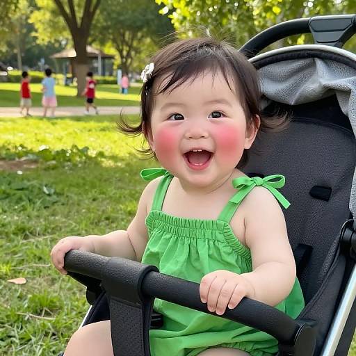 Joyful Toddler in Green Dress