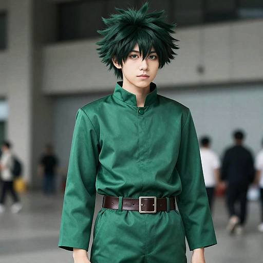 Cosplay Villain Deku in Green Outfit