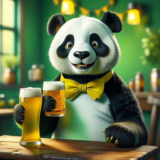 Playful 3D Panda with Beer Portrait