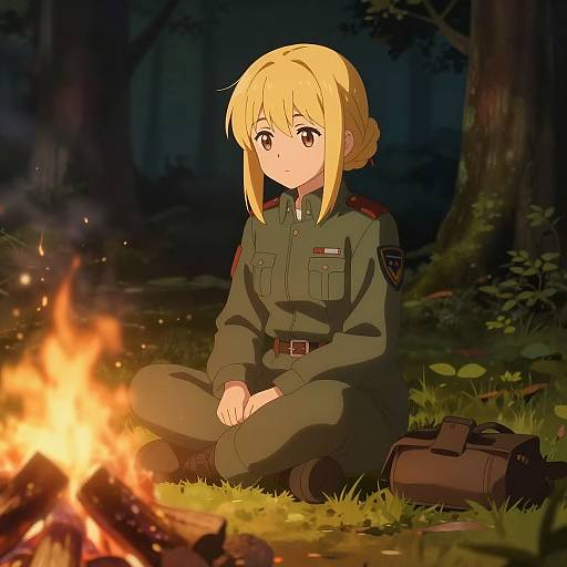 Blonde Anime Girl by Campfire