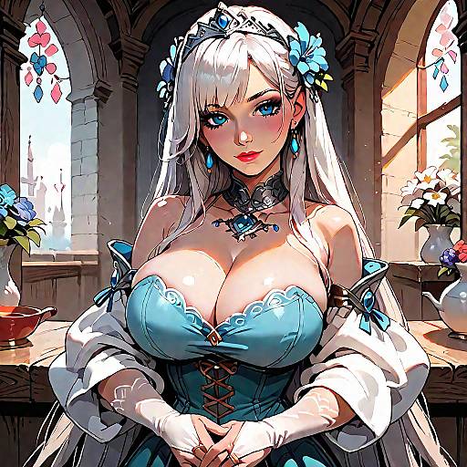 Bridal Tiara in Medieval Blue Corset