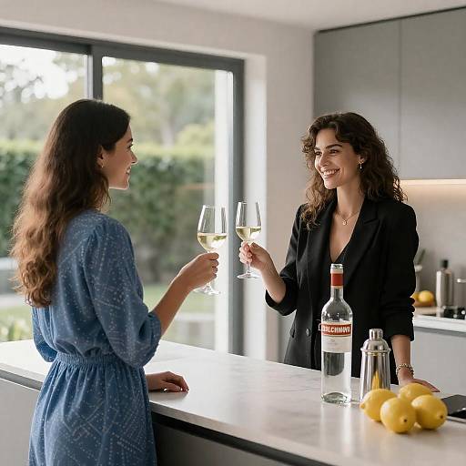 Cheers to Friendship in Modern Kitchen