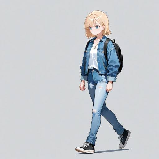 Casual Stroll: Short Blonde Girl Casual Stroll: Short Blonde Girl