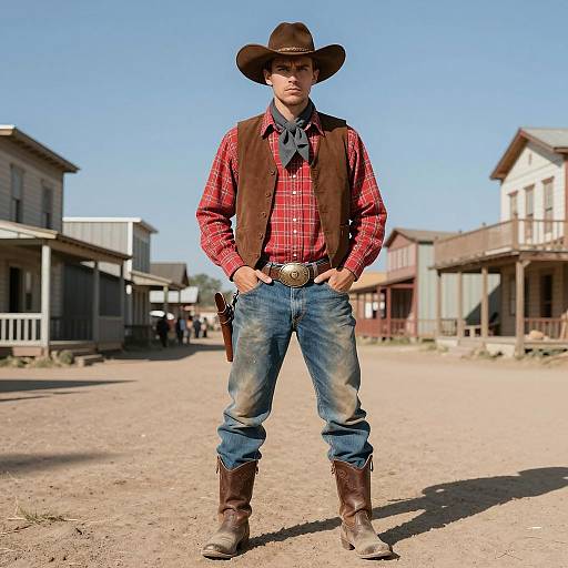 Rugged Cowboy in Wild West Costume