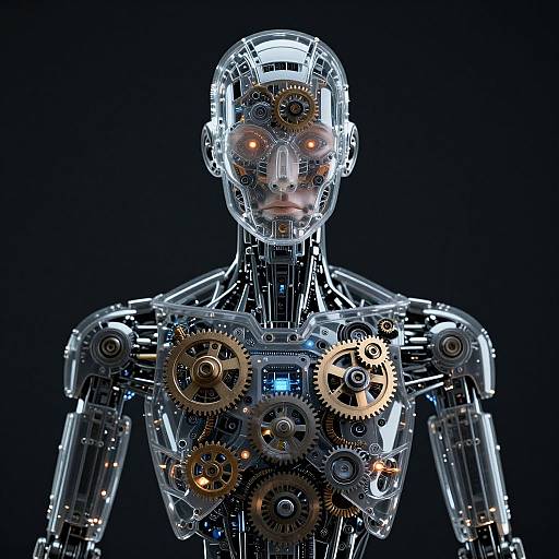 Intricate Transparent Humanoid Robot