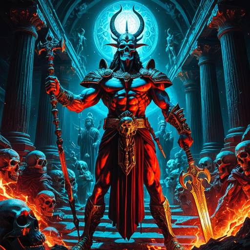 Ancient God Warrior in Fiery Temple