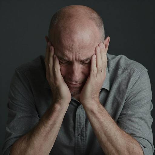 Sad Reflection of a Middle-Aged Man