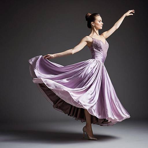 Elegant Ballroom Dancer in Flowing Satin Dress