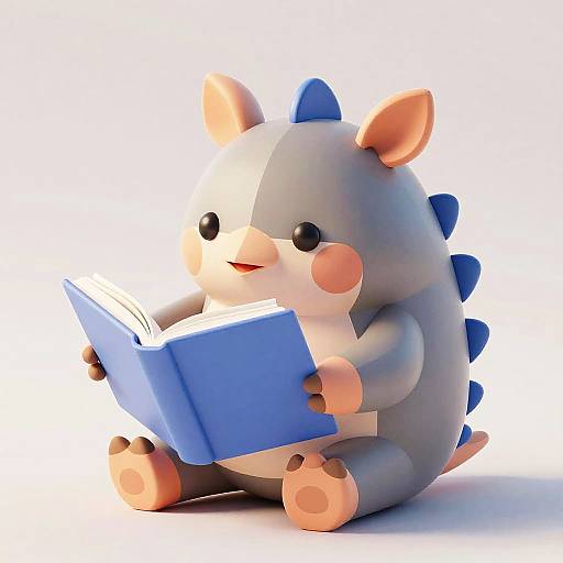3D Toy Armadillo Reading Book