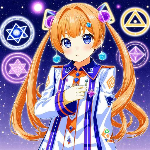 Illustration of Apricot sakuraba, galaxy angel rune in the style of Boshi (a-ieba)