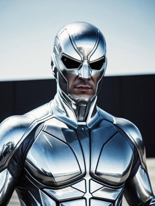 Man in Silver Surfer Costume Futuristic Cosplay