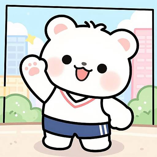 Cheerful Plush Mascot in Sporty Outfit
