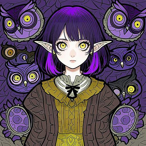 Illustration of Amity blight, the owl house in the style of Kuurunaitsu