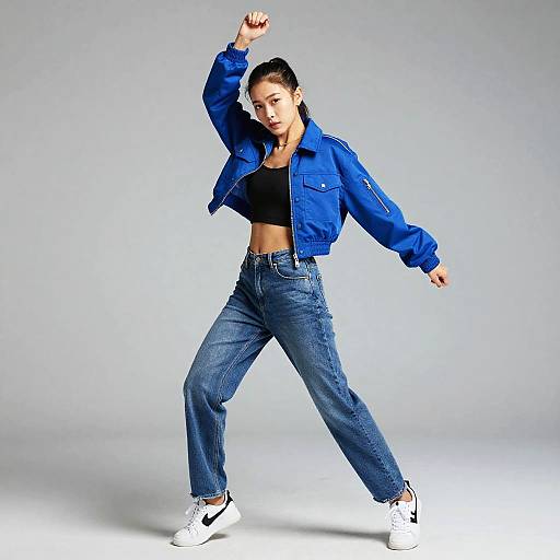 Female Rapper Dancing in Blue Outfit