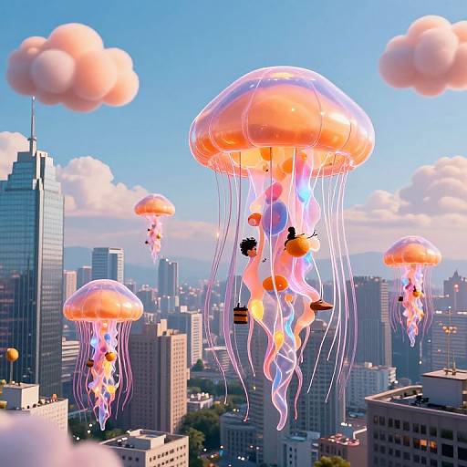 Neon Jellyfish Cityscape Adventure