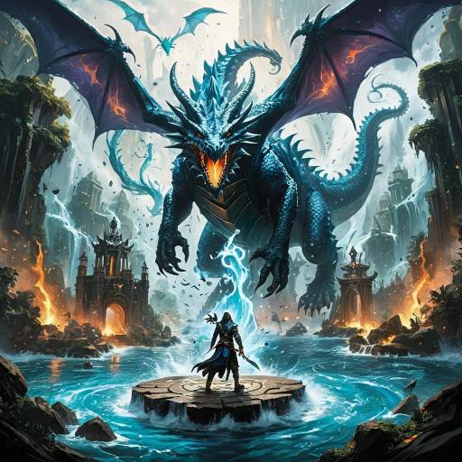 Epic Fantasy Dragon Battle Splash Art