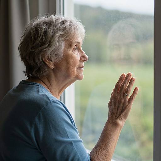 Elderly Woman Gazing Through Window
