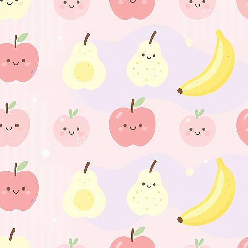 Pastel Cartoon Fruit Wallpaper