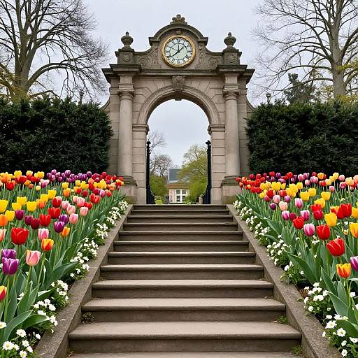 Ornate Archway with Blooming Gardens