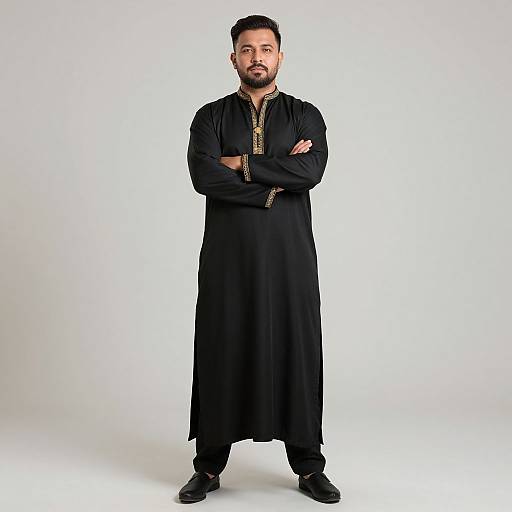 Confident Man in Embroidered Tunic