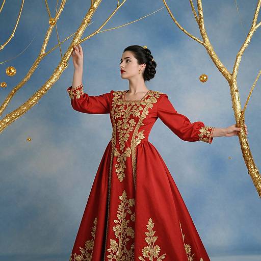 Ethereal Golden Branches and Vogue Elegance