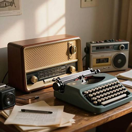 Retro Vintage Technology Desk Setup