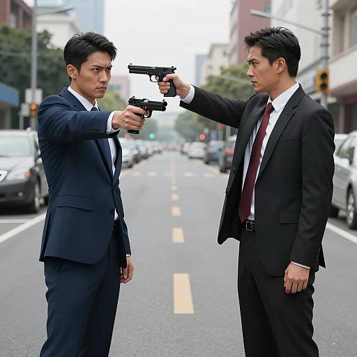 Intense Street Standoff Between Two Men